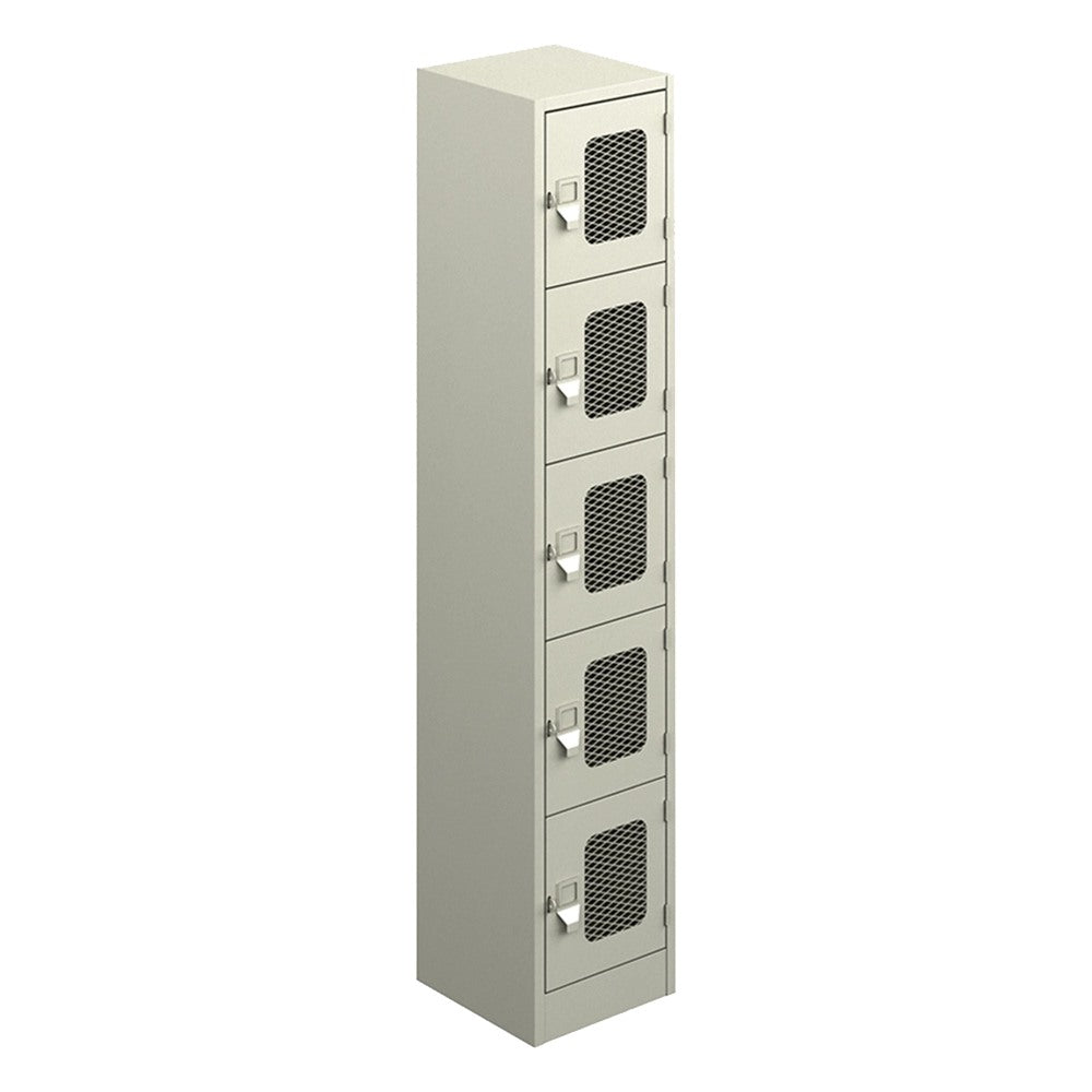 Locker Metálico para Escuela - GEBESA ARCHIVO Y ALMACENAJE - Frente 36 cm - 5 Puertas con Malla 3B