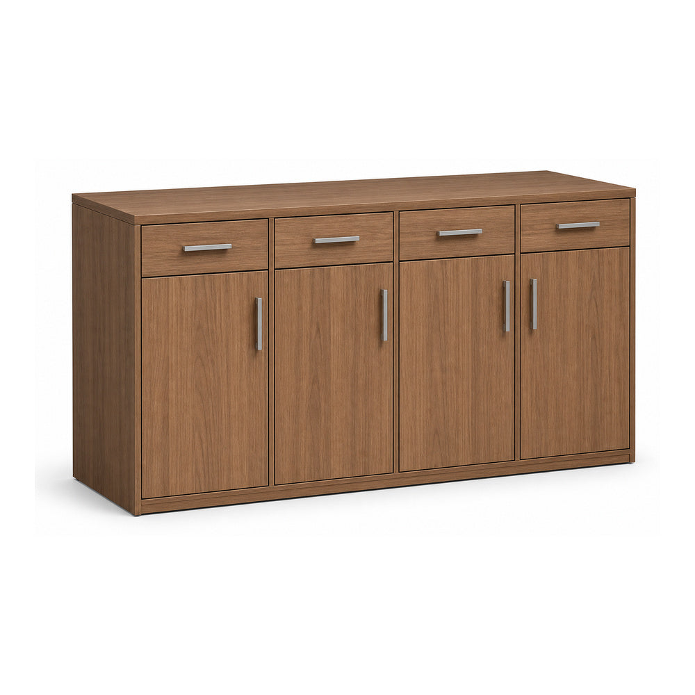 Credenza para Sala de Consejo - GEBESA MESAS CONFIGURABLES - 4 Puertas y 4 Cajones - Frente 180 cm - Chapa de Madera