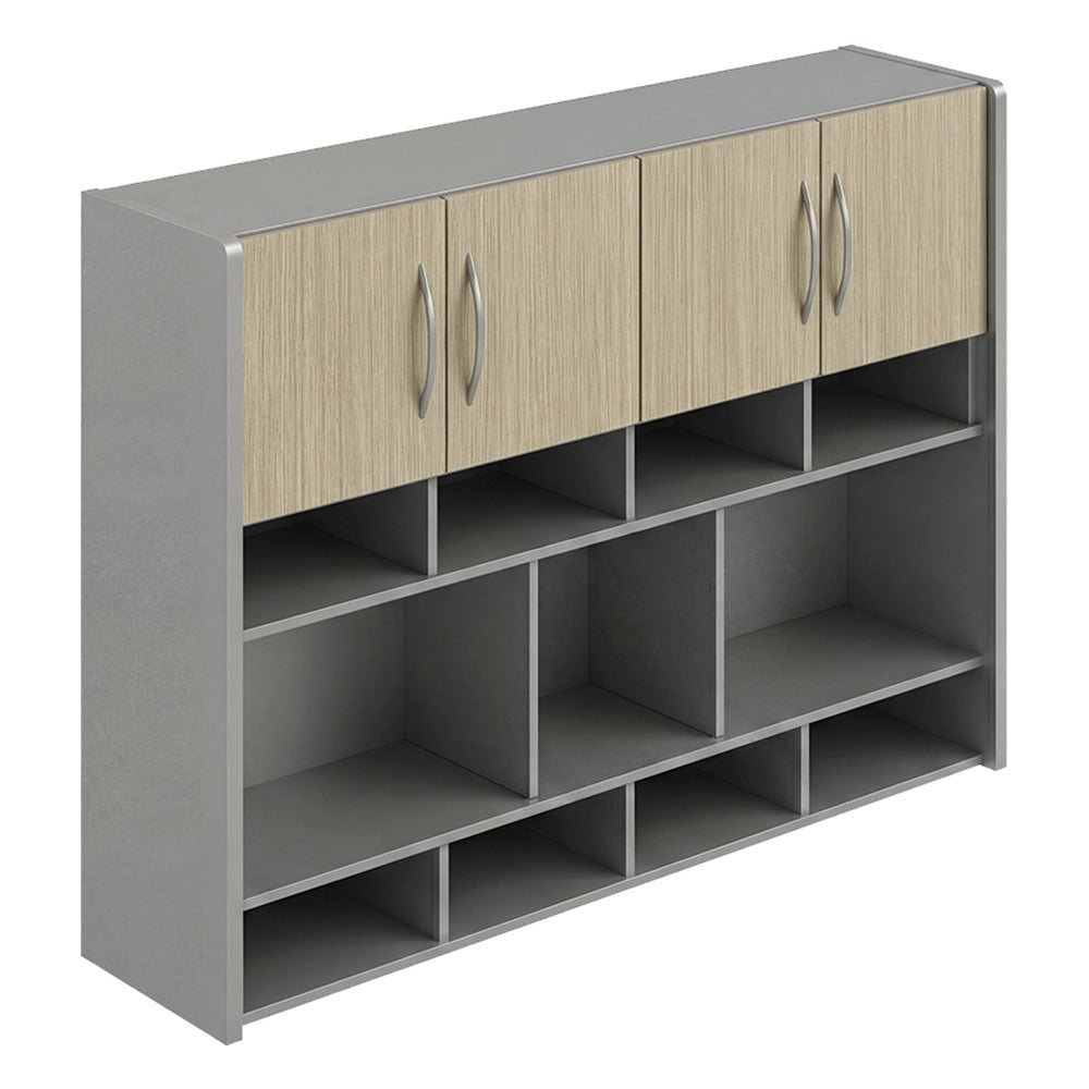 Librero sobre Credenza para Oficina Ejecutiva - GEBESA SPAZIO - Frente 148.2 cm - Doble Papelera