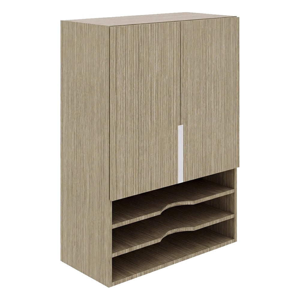 Librero Medio a Cubierta con Entrepaños de Resaque para Oficina Ejecutiva - GEBESA BENTO - Frente 75 cm - Altura 105 cm - Cuerpo de Aglomerado