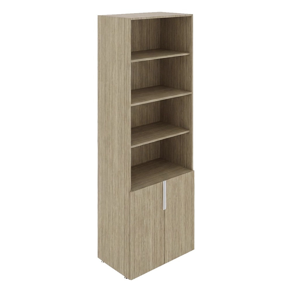 Librero Alto con Puertas Inferiores para Oficina Privada - GEBESA BENTO - Frente 75 cm - Altura 180 cm - Cuerpo de Aglomerado