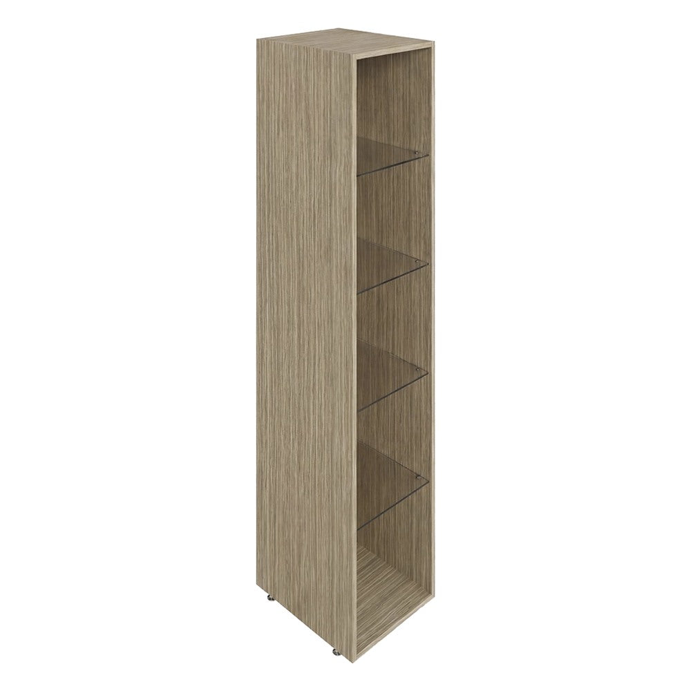 Librero a Piso Columna Abierto con Vidrio para Oficina - GEBESA BENTO - Frente 37.5 cm - Altura 180 cm - Cuerpo de Aglomerado