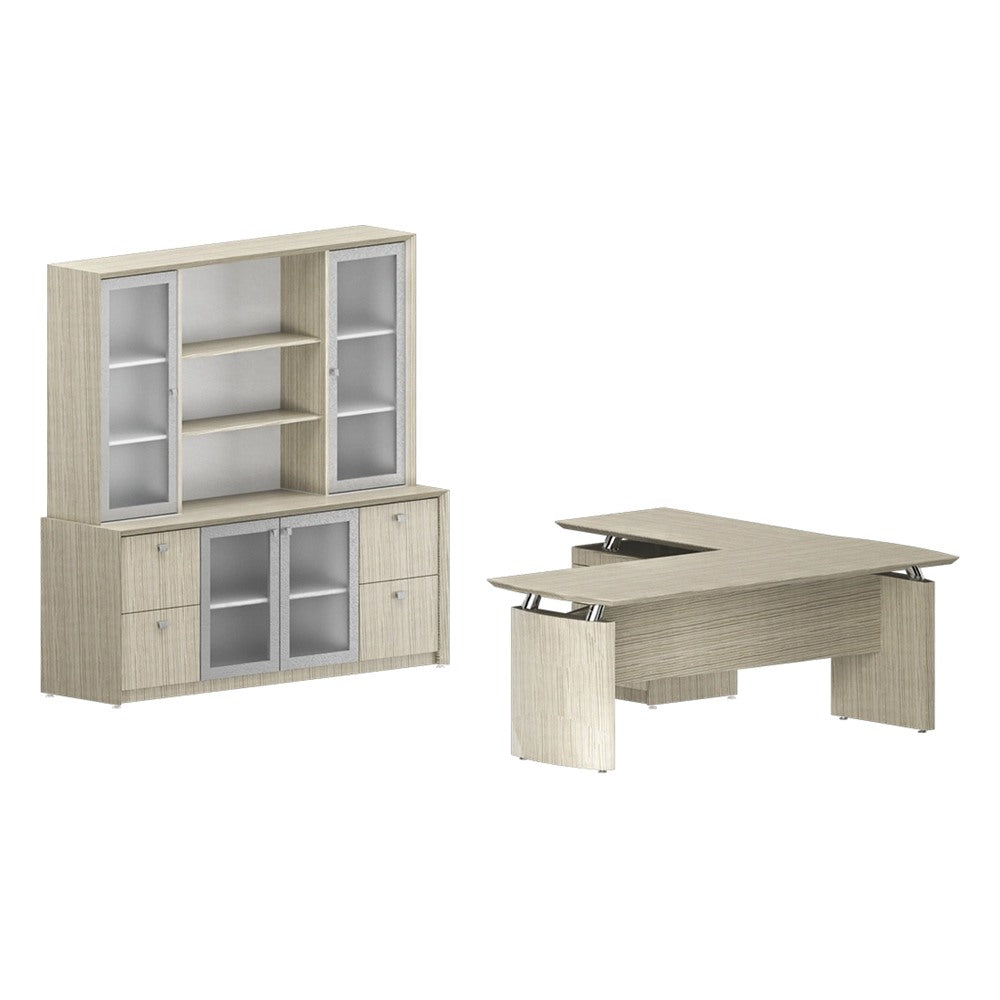 Conjunto Ejecutivo para Oficina Corporativa - GEBESA CONTEMPO - Frente 200 cm - Con Puertas de Vidrio