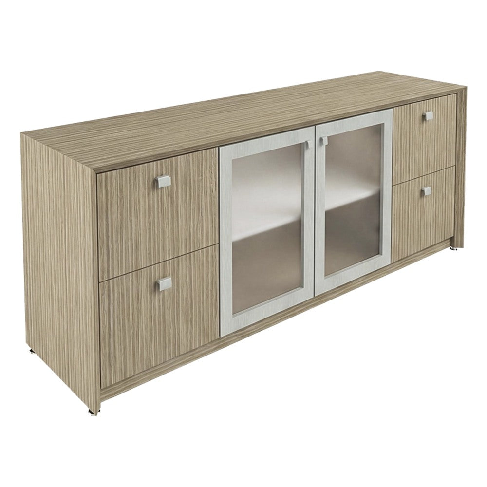 Credenza para Oficina Ejecutiva - GEBESA CONTEMPO - Frente 180 cm - Con Puertas de Vidrio