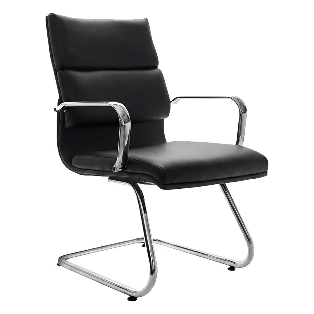 Silla de Visita para Sala de Espera - GEBESA LOFT - Negro - Asiento y Respaldo Tapizado en Tactopiel
