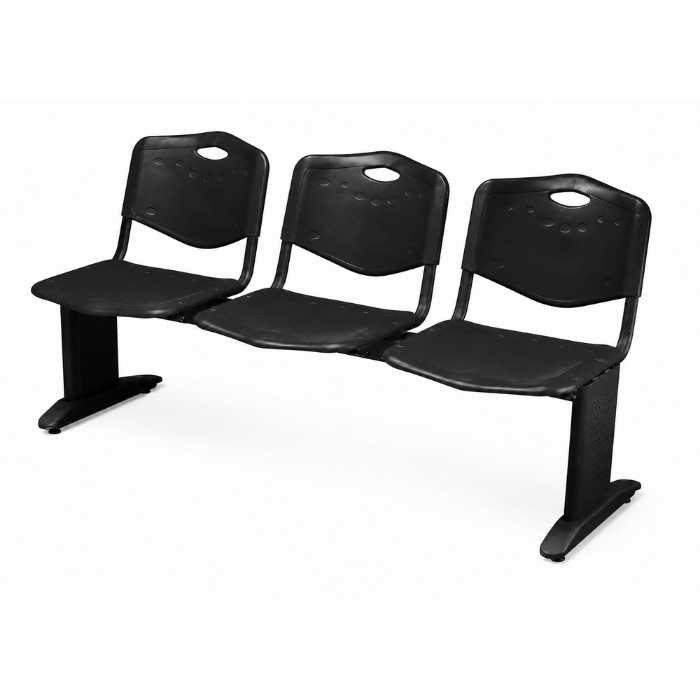 Banca de Visita Tandem para Sala de Espera - GEBESA COMFORT - Negro - 3 Plazas