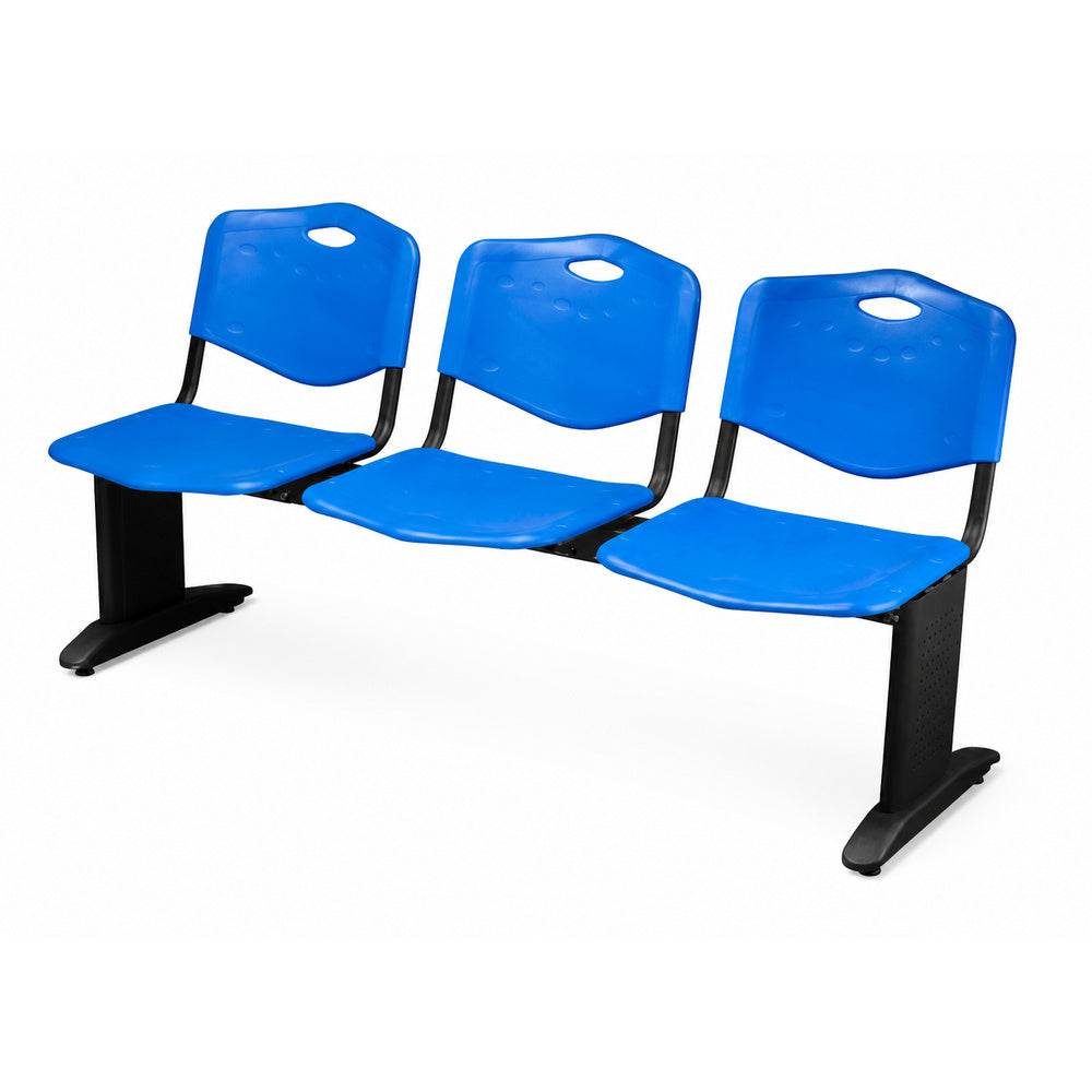 Banca de Visita Tandem para Sala de Espera - GEBESA COMFORT - Azul - 3 Plazas
