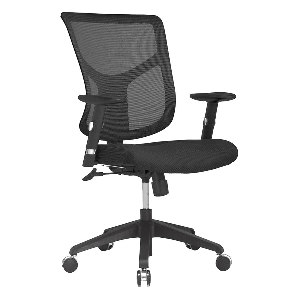 Silla Semi Ejecutiva de Oficina Privada - GEBESA SKY - Negro - Respaldo en Malla y Asiento Acolchado