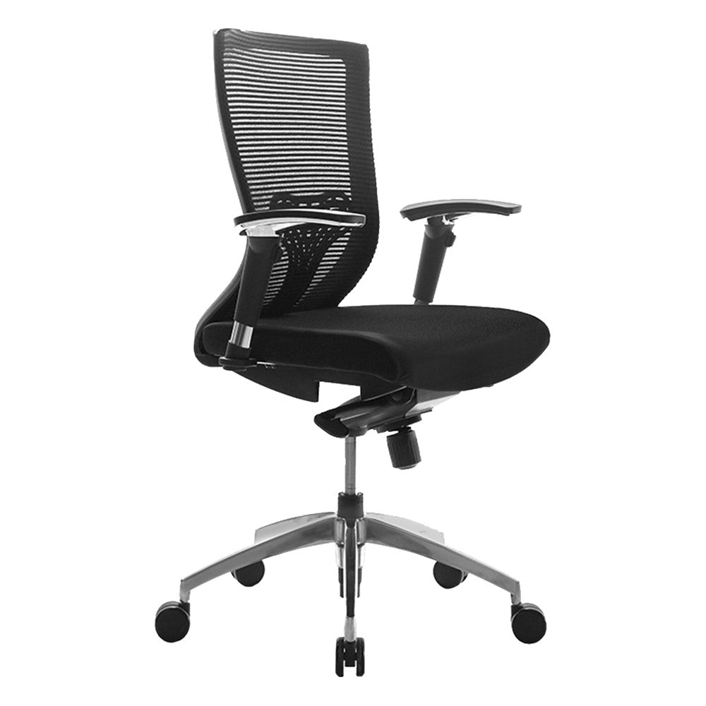 Silla Semi Ejecutiva de Oficina Operativa - GEBESA GANT - Negro - Respaldo en Malla y Asiento Tapizado en Tela