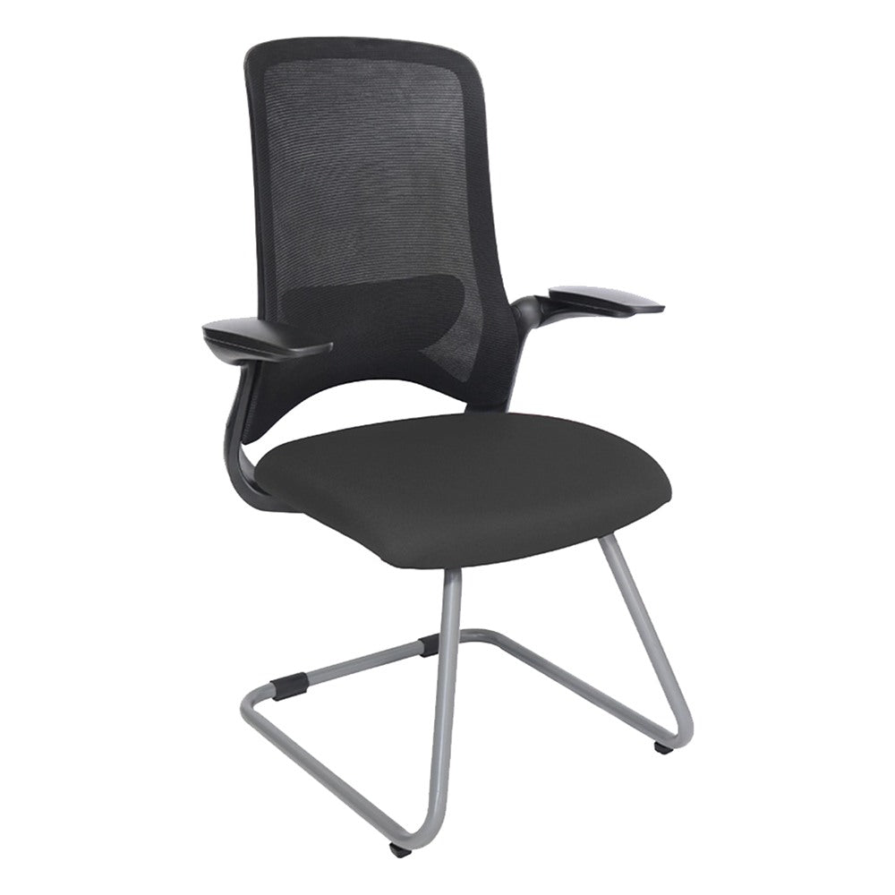 Silla de Visita para Sala de Juntas - GEBESA VERA - Negro - Respaldo en Malla y Asiento Tapizado