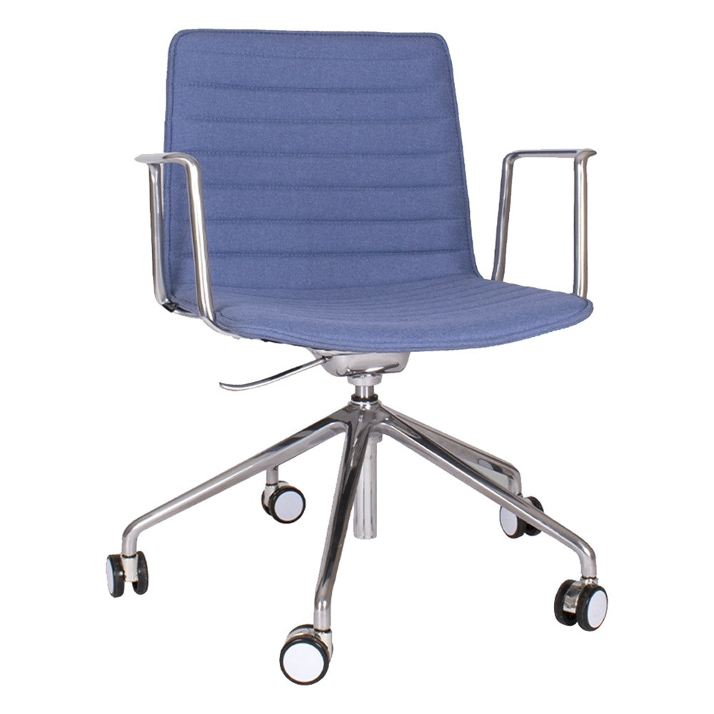 Silla Operativa de Oficina - GEBESA ENEAS - Asiento Azul - Respaldo Bajo y Base de Aluminio Fundido