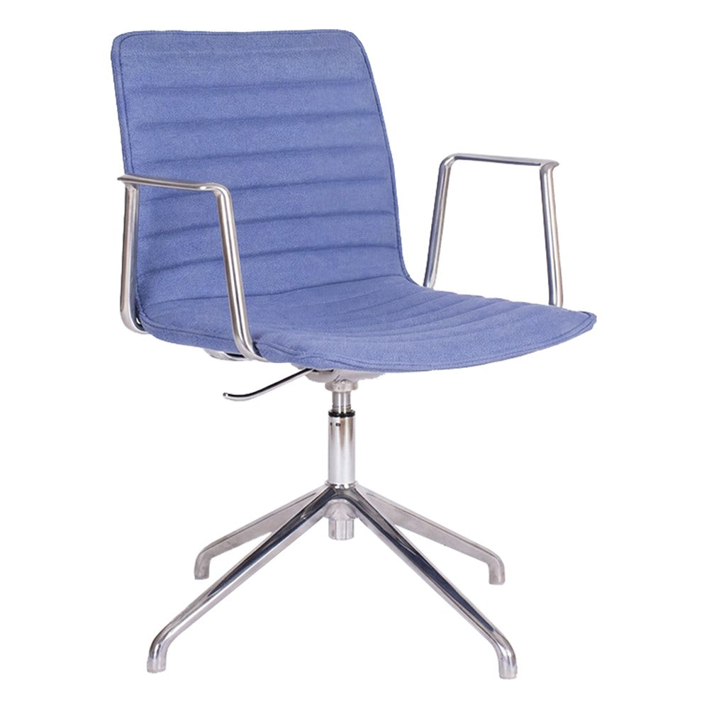 Silla de Visita para Sala de Juntas - GEBESA ENEAS - Asiento Azul - Respaldo Bajo en Tapiz Jaspeado