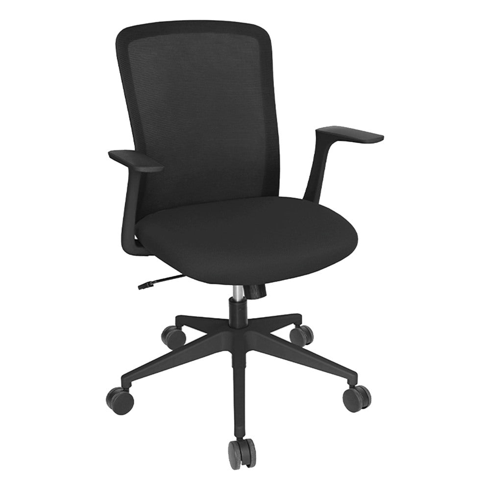Silla Semi Ejecutiva de Oficina Privada - GEBESA KIBO - Negro - Respaldo en Malla y Asiento Acolchado