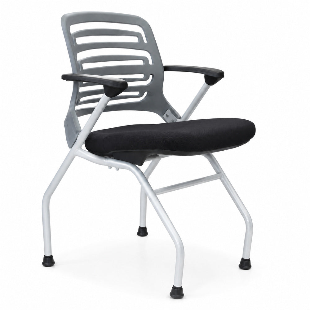 Silla de Capacitación para Sala de Juntas - GEBESA IKA - Negro - Apilable Fija con Asiento Abatible y Estructura Gris