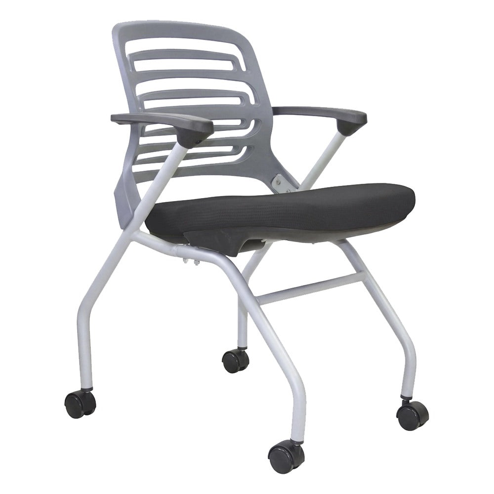 Silla de Capacitación para Sala Multiusos - GEBESA IKA - Negro - Apilable con Ruedas y Estructura Gris