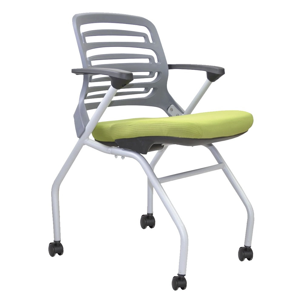 Silla de Capacitación para Centro de Formación - GEBESA IKA - Verde - Apilable con Ruedas y Estructura Gris