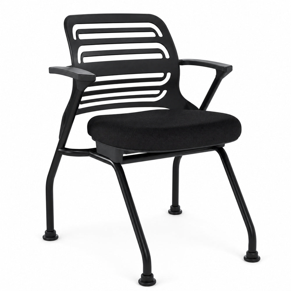 Silla de Capacitación para Sala de Conferencias - GEBESA IKA - Negro - Apilable Fija con Asiento Abatible y Estructura Negra
