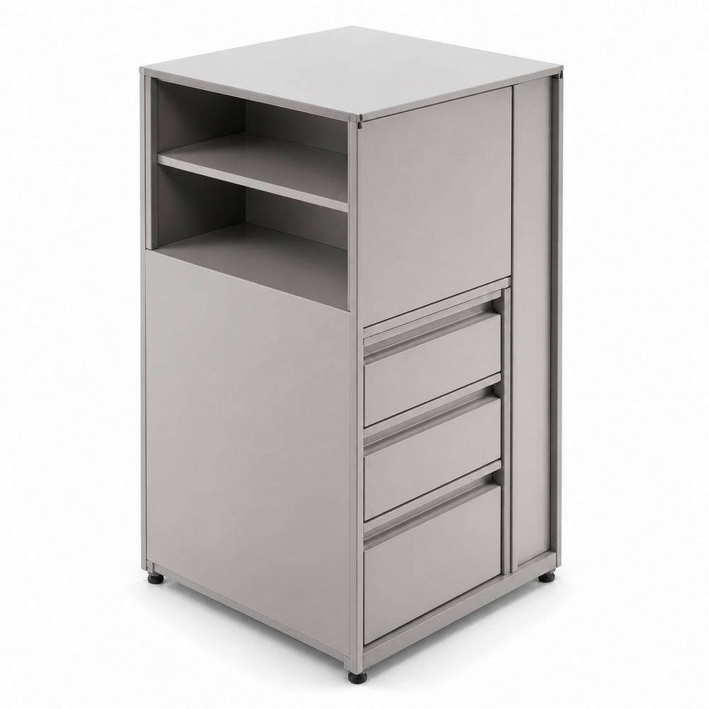 Librero a Piso Cuerpo Metálico para Oficina - GEBESA ARKA - Altura 115 cm - Mano Izquierda