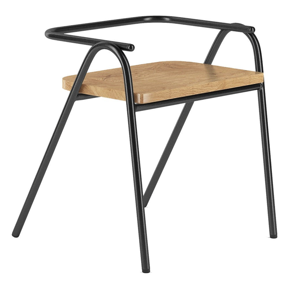 Silla Media para Área Común - GEBESA GRC HURDLE - Asiento de Roble y Estructura de Acero