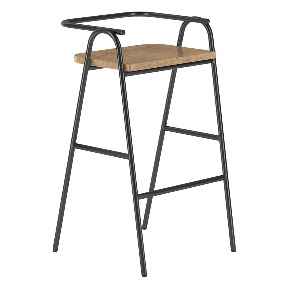 Banco Alto Respaldo Medio para Barra - GEBESA GRC HURDLE - Alto 72 cm - Asiento de Roble y Estructura de Acero