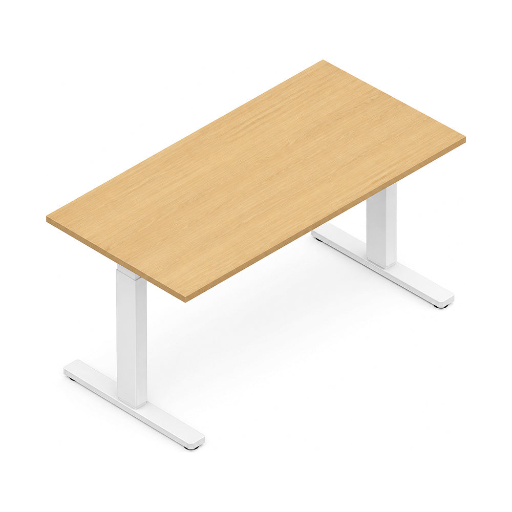 Escritorio de Oficina Trabajo Estructura Metalica con Pata Centrada - VERSA LEVA - Estructura Blanco - 160×80×75/105 - Ajuste Neumatico de Altura