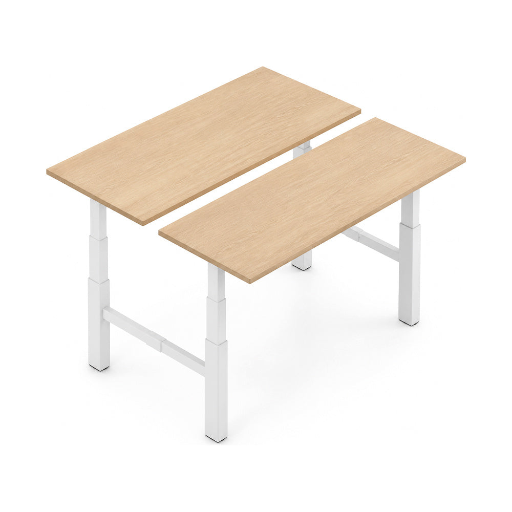 Escritorio de Oficina Trabajo Estructura Metalica Leva Doble - VERSA LEVA - Estructura Blanco - 150×70/150×73/118 - Ajuste Electrico de Ancho y Altura