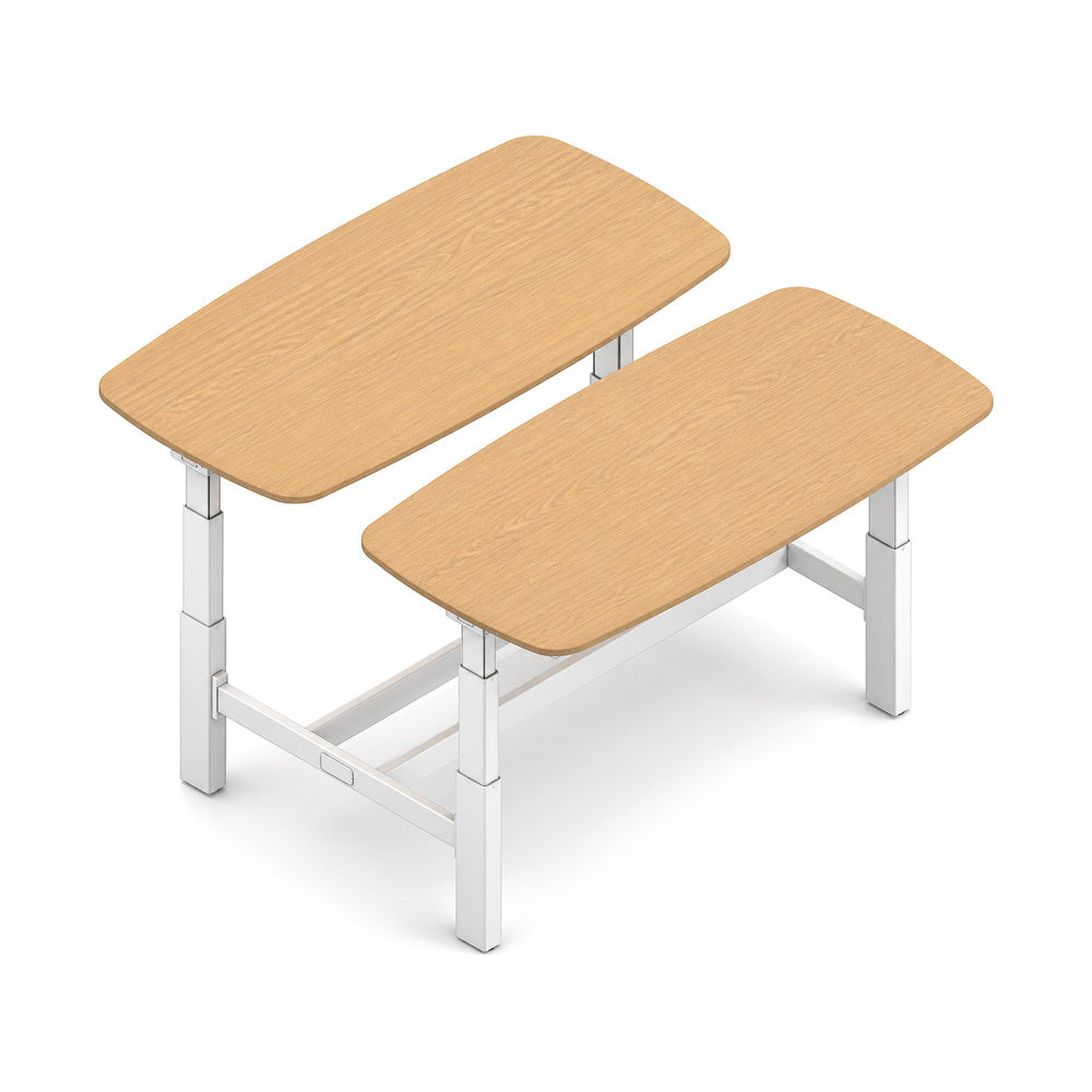 Escritorio de Oficina Trabajo Estructura Metalica Leva Doble - VERSA LEVA - Estructura Blanco - 200×80/170×73/118 - Ajuste Electrico de Ancho y Altura