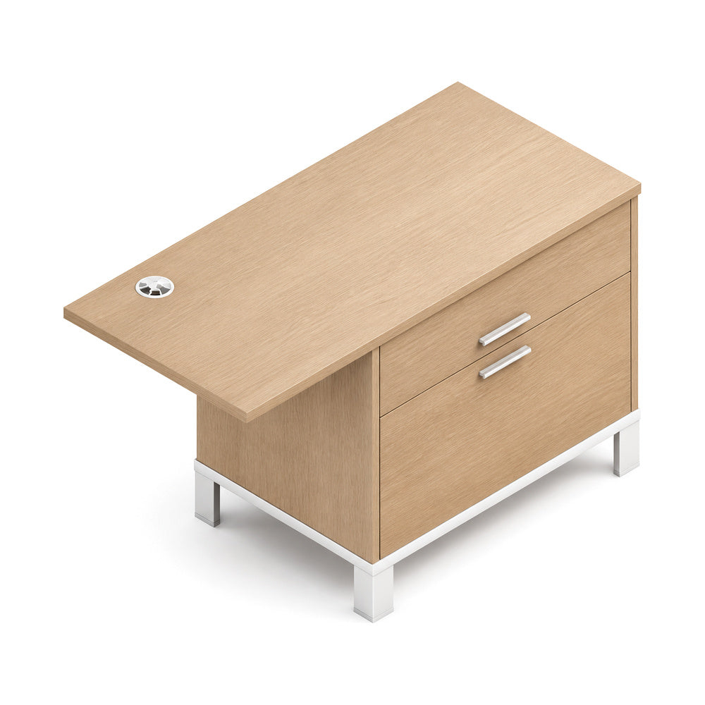 Credenza para Oficina Baja Cubierta Volada con 1 Cajon + - VERSA LEVA - Estructura Gris/Blanco - 120×55×75 - Cajonera con Cerradura