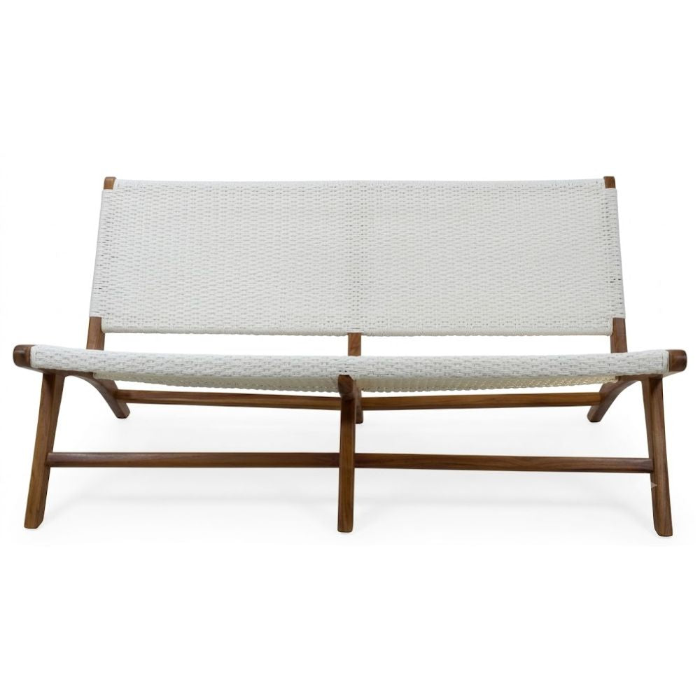 Sofá de Terraza NOGAL BEAT LAZY de teca y polyrattan en color blanco para uso en terraza