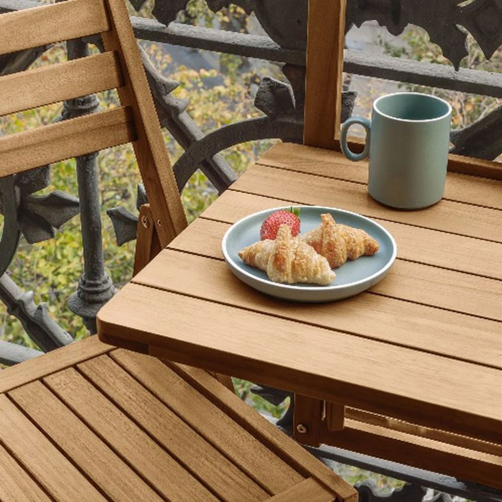 MESA NOGAL BEAT AMARALIS MESA PARA BALCÓN | Mesa Comercial Balcón para Desayunador Hotel | 68 cm | Madera de Teka | Exterior Techado