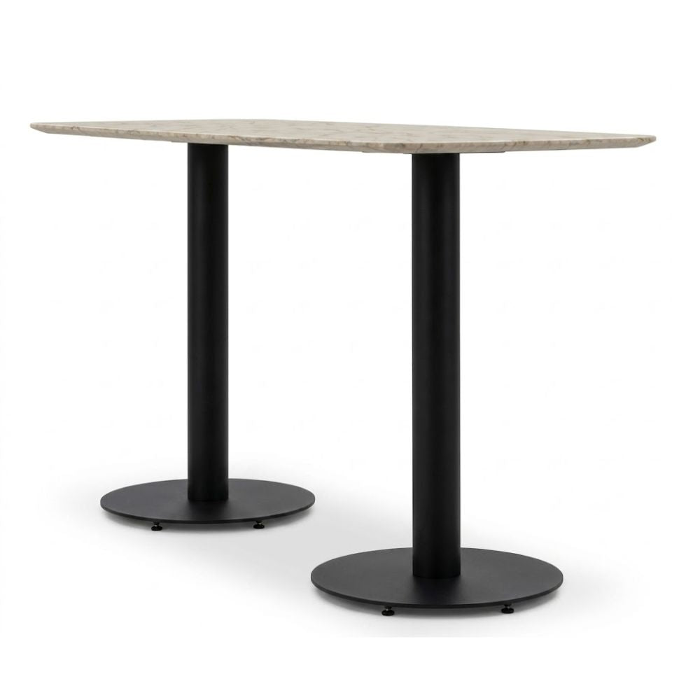 Mesa periquera alta Versa VCool VL-3900 altura barra con pedestal de base redonda y cubierta MDF, 180x80x110 cm Ambientada