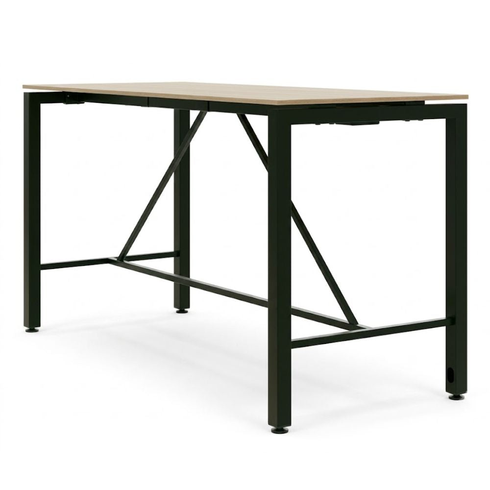 Mesa periquera alta Versa Vento VE-3900 altura barra con estructura tubular cuadrada negra, 180x75x110 cm Ambientada