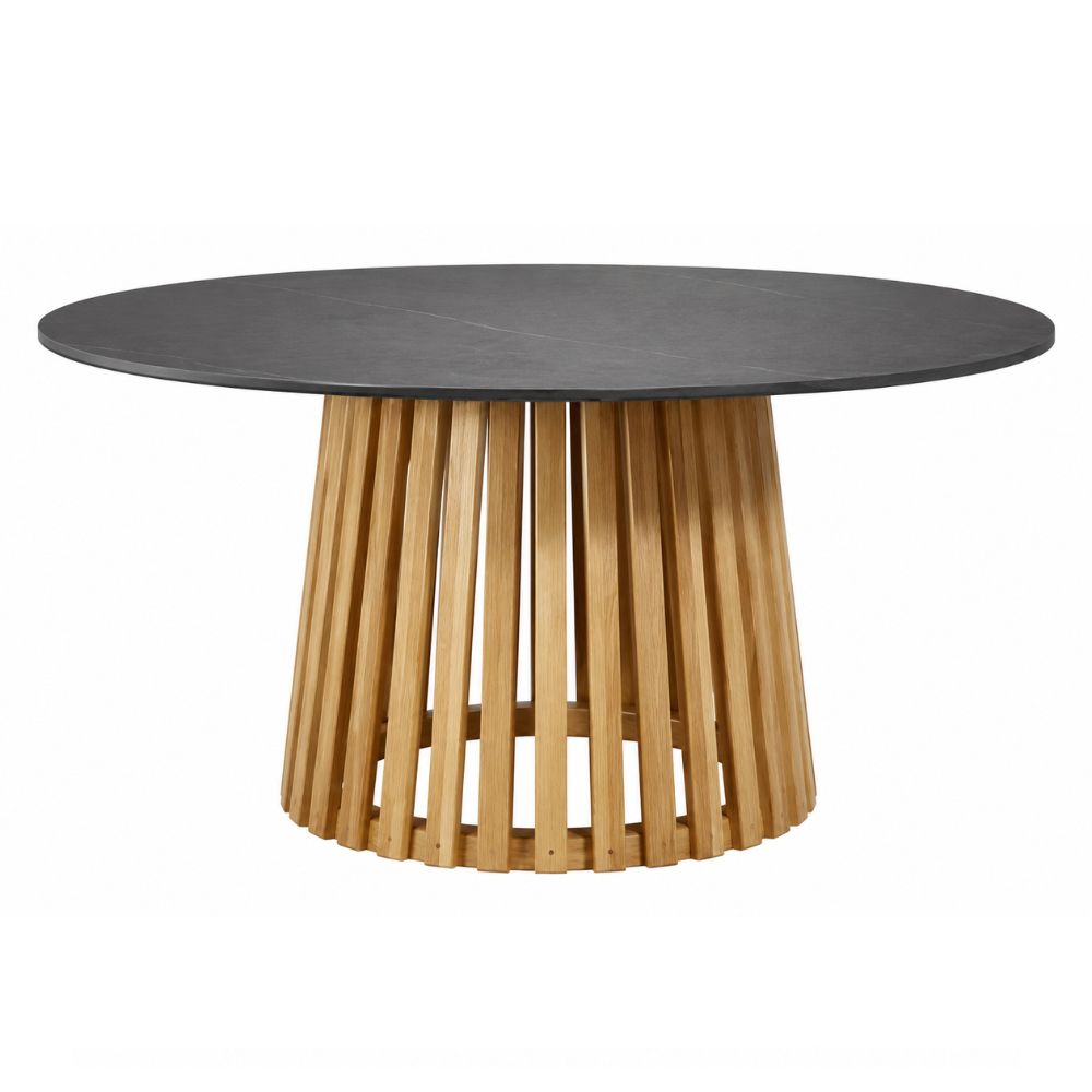 Mesa de Terraza NOGAL BEAT MARBELLA de madera teca y mármol en color gris para uso en terraza