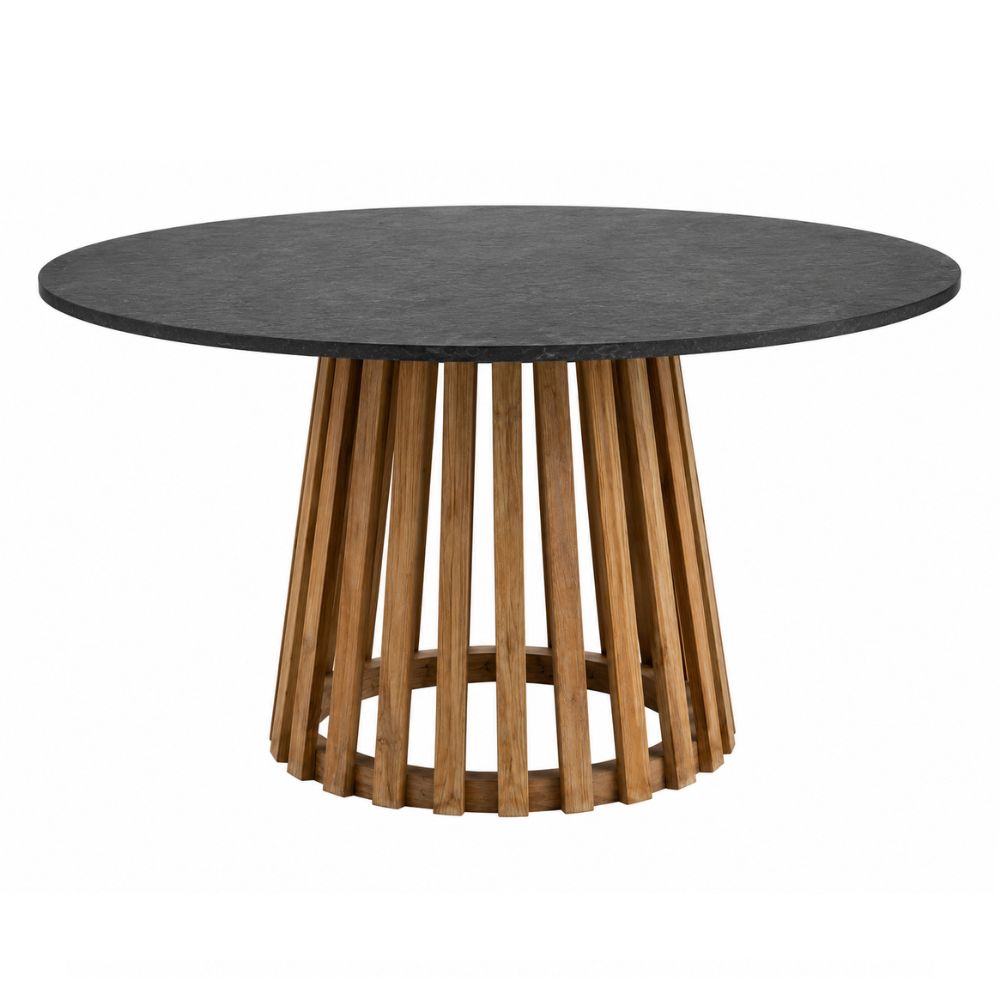 Mesa de Terraza NOGAL BEAT MARBELLA de madera teca y granito en color gris para uso en terraza