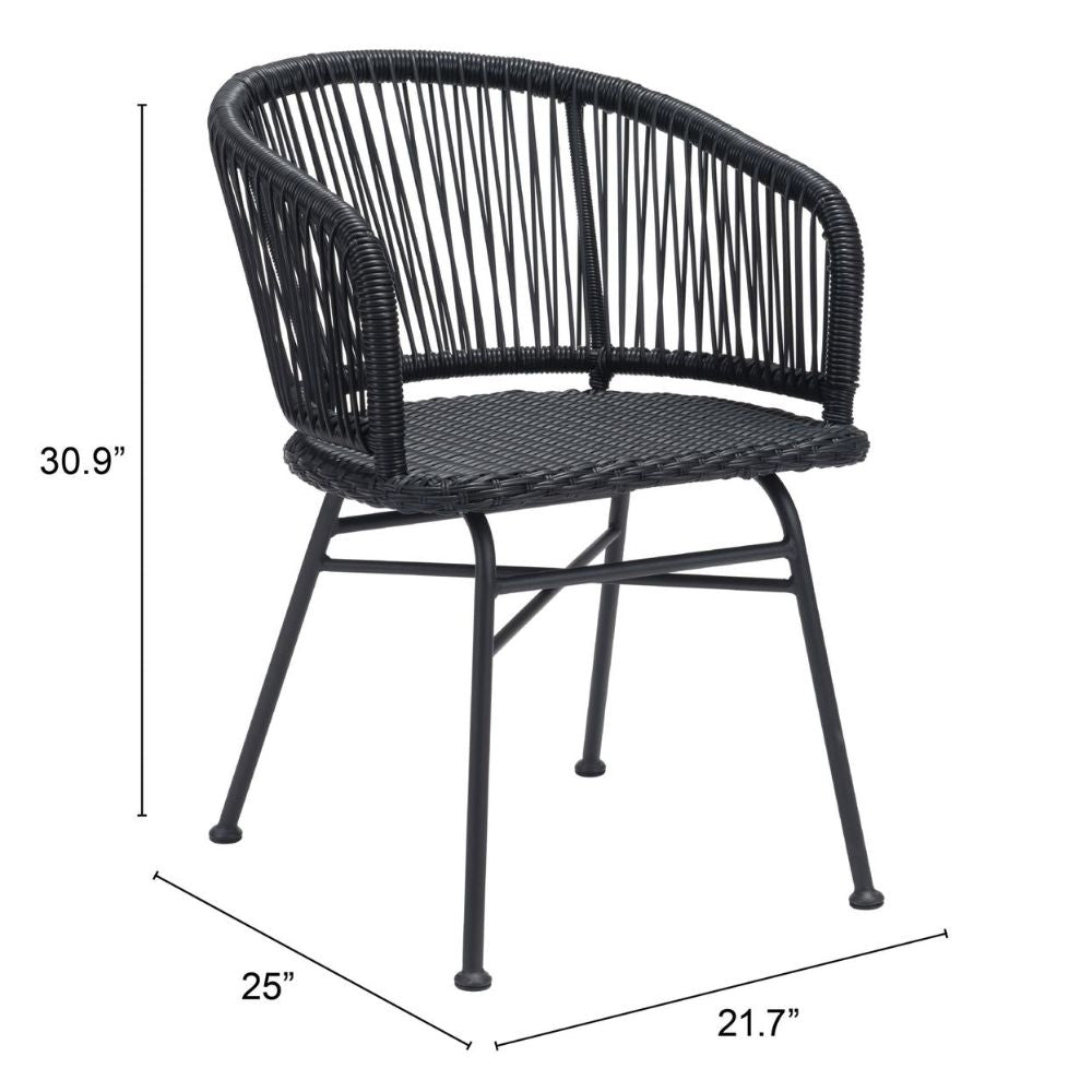 Silla de Comedor | Extructura en Acero | Negro | Tejido Ratán Sintético | Exterior Venta de Sillas para Exterior Terrazas Restaurante Restaurantera Cafeteria Zona de Comida Negocio Comercial Bar Hotelera Hotel  Moderna Eventos Moderna NOGAL BEAT ZARAGOZA