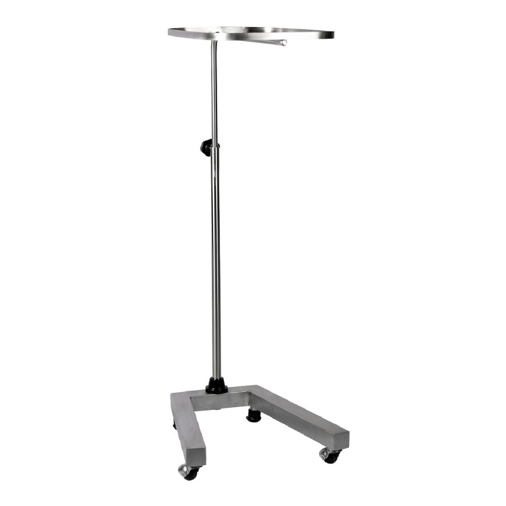 Porta charola de acero inoxidable con columna deslizable, columna fija de tubo y perilla opresora