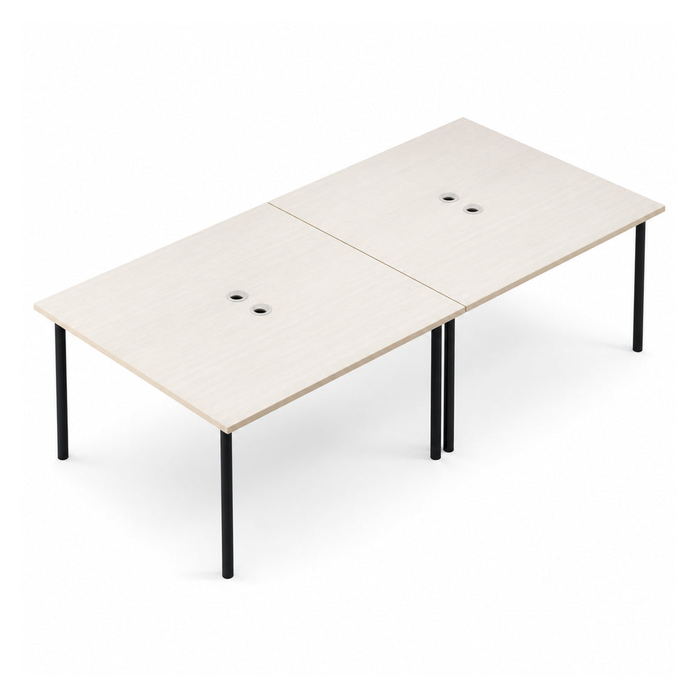 Escritorio de Oficina bench VERSA READY, estructura blanca, 300x120x75 cm - ambiente linea Ready (Grupo Versa)