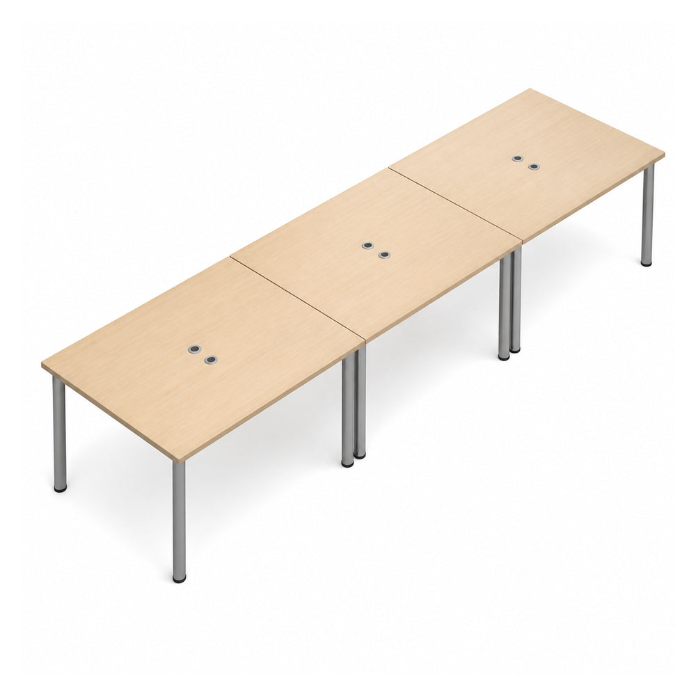 Escritorio de Oficina bench VERSA READY, estructura blanca, 450x120x75 cm - ambiente linea Ready (Grupo Versa)