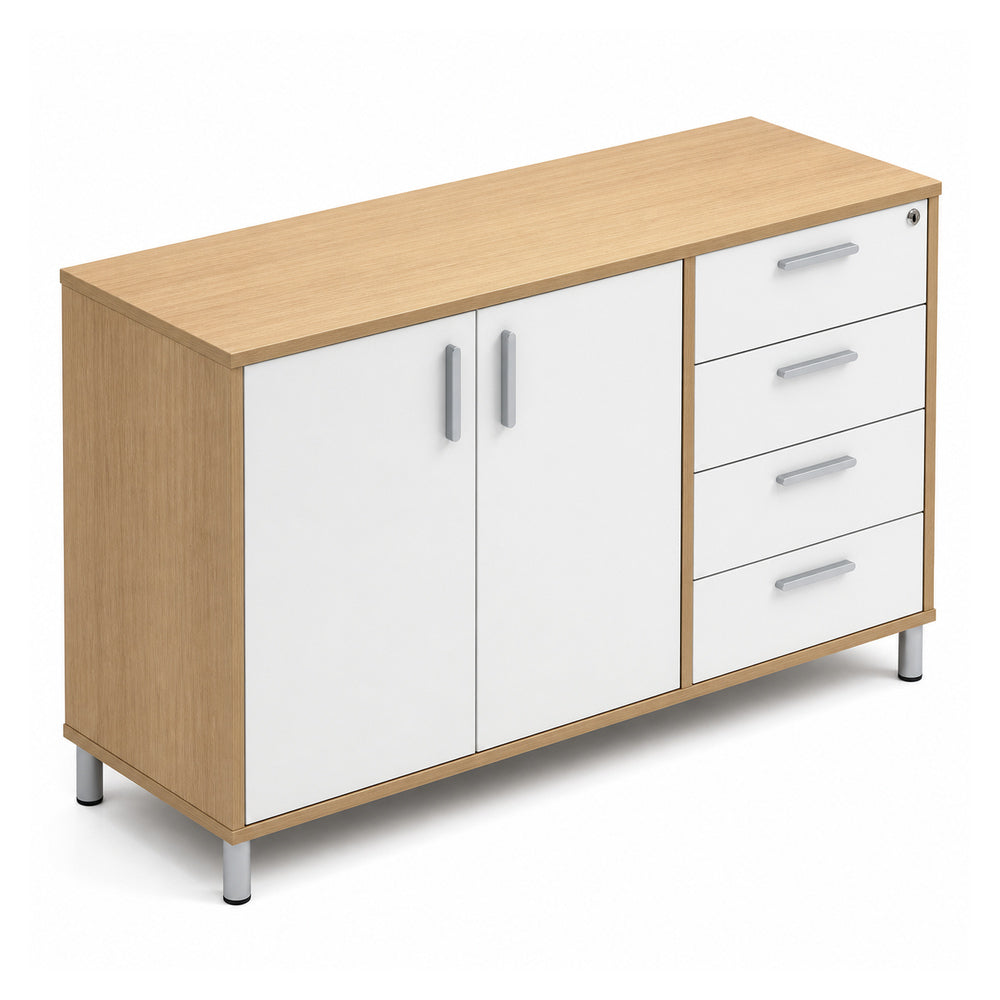Credenza alta para oficina VERSA READY, estructura blanca, 120x45x90 cm - ambiente linea Ready (Grupo Versa)
