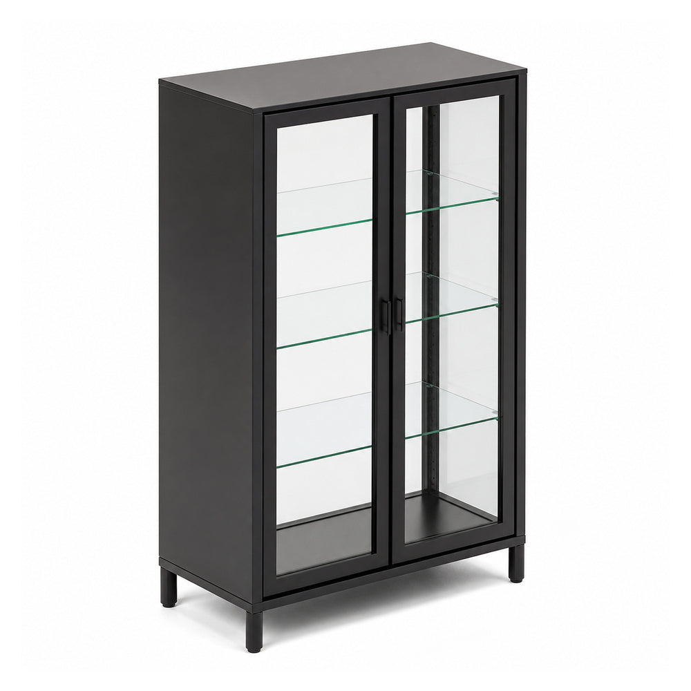 Librero alto con puertas de cristal VERSA READY, estructura blanca, 90x45x160 cm - ambiente linea Ready (Grupo Versa)