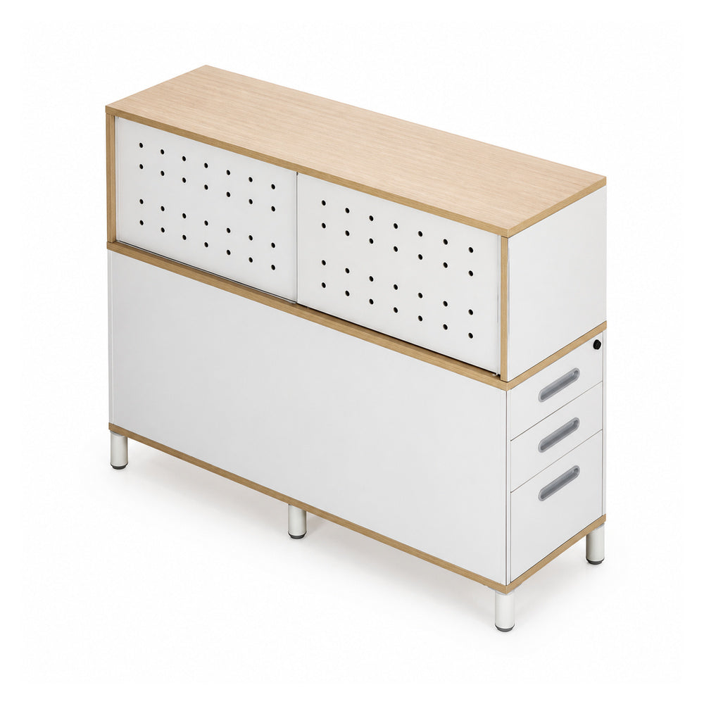 Librero de piso Doppia 2 usuarios VERSA READY, estructura blanca, 40x120x120 cm - ambiente linea Ready (Grupo Versa)