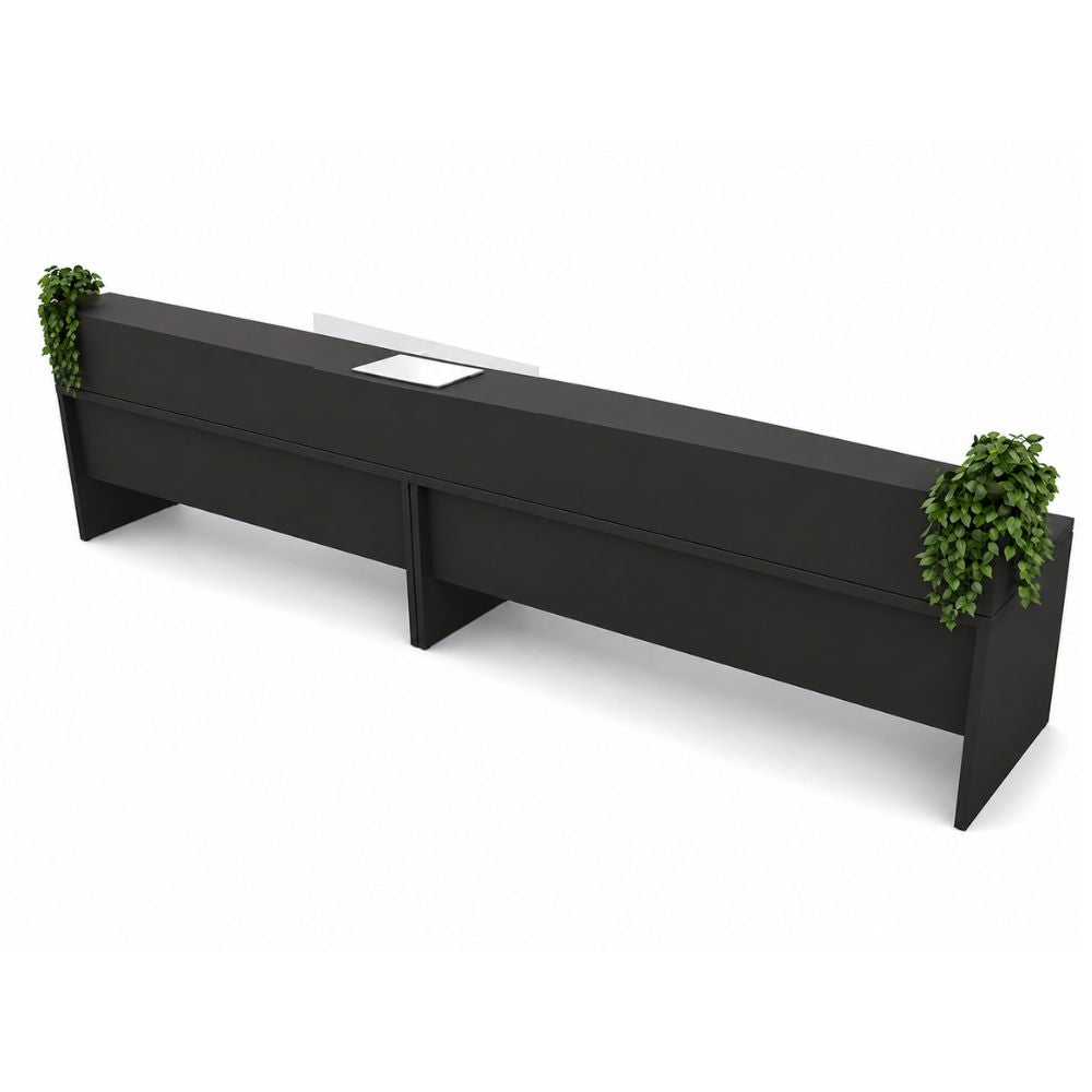Módulo de recepción en dos secciones Versa RP-850 con cubierta aglomerado 28 mm, 359x70x70/110 cm Ambientada