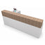 Módulo de recepción en L Versa RP-815 con cubierta de aglomerado 28 mm melamina, 289x150x110 cm Ambientada