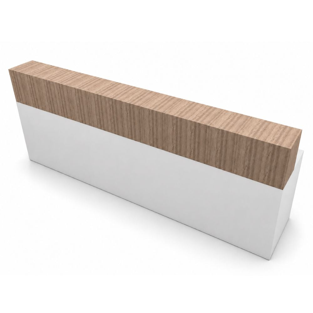 Módulo de recepción en L Versa RP-815 con cubierta de aglomerado 28 mm melamina, 289x150x110 cm