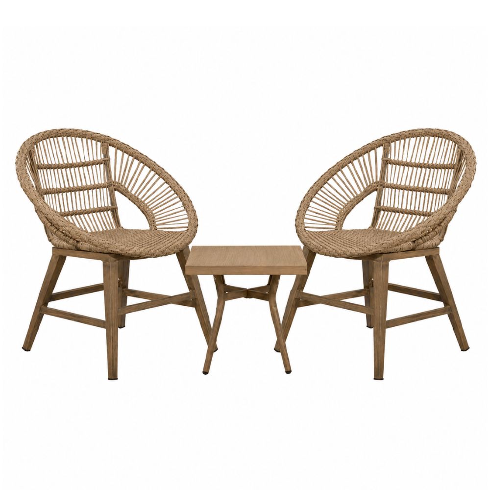 Set de terraza NOGAL BEAT CHACALA de aluminio y cuerda en color beige para uso en la intemperie