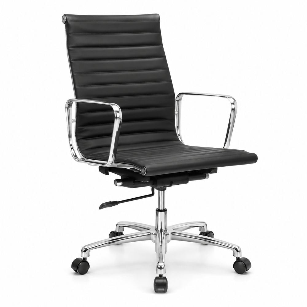 Silla Semi Ejecutiva de Oficina Privada - GEBESA GOETZ - Negro - Respaldo Bajo y Asiento Tapizado en Vinipiel
