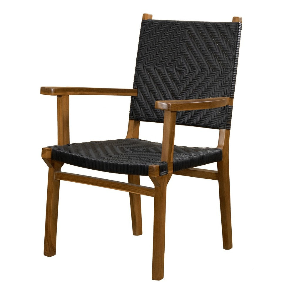Silla de Terraza NOGAL BEAT MATÍAS de madera teca y polyrattan en color negro para uso en terraza