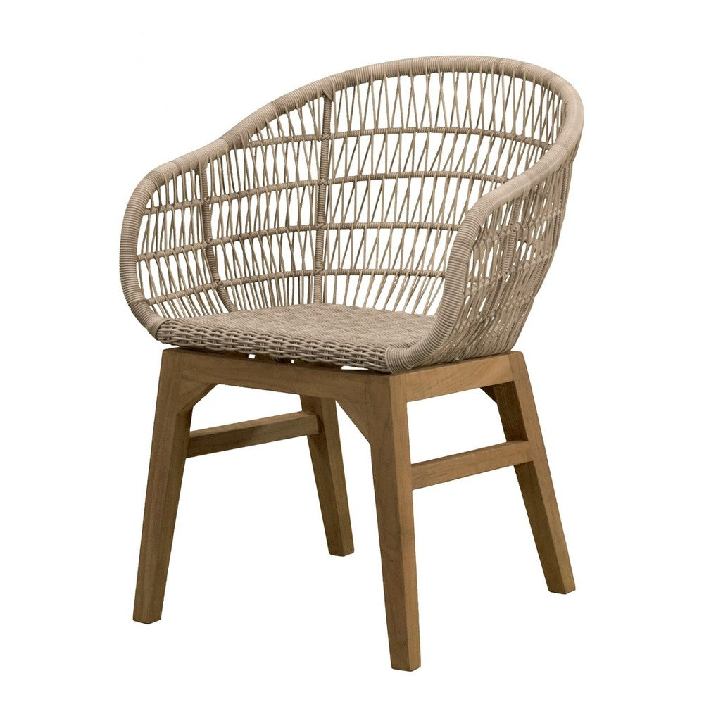 Silla de Terraza NOGAL BEAT JORDAN de madera teca y polyrattan en color beige para uso en terraza