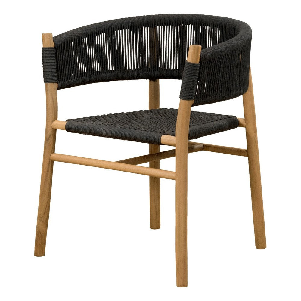 Silla de Terraza NOGAL BEAT LUCAS de madera teca y cuerda en color negro para uso en terraza