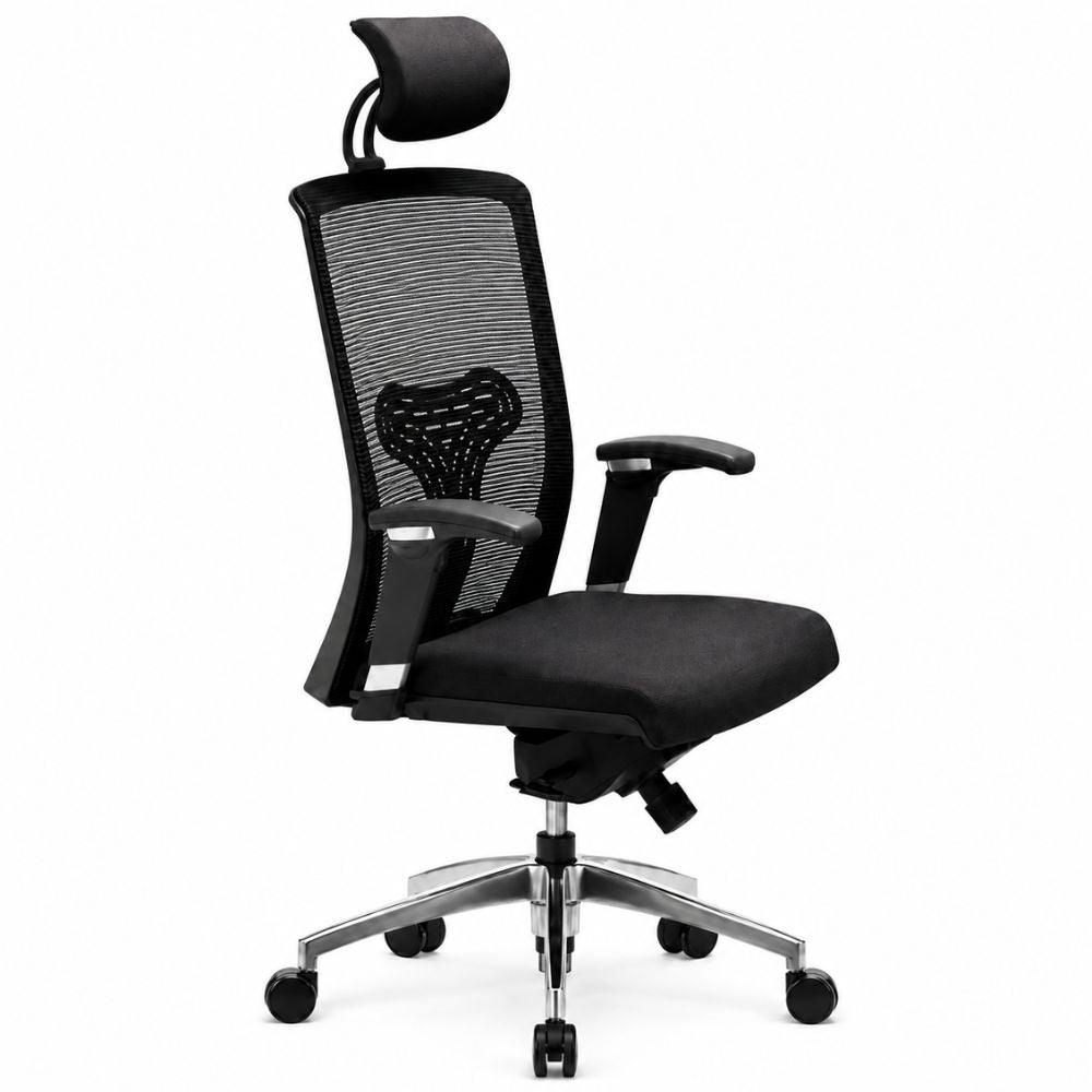 Silla Ejecutiva de Oficina Directiva - GEBESA GANT - Negro - Respaldo en Malla y Asiento Tapizado en Tela